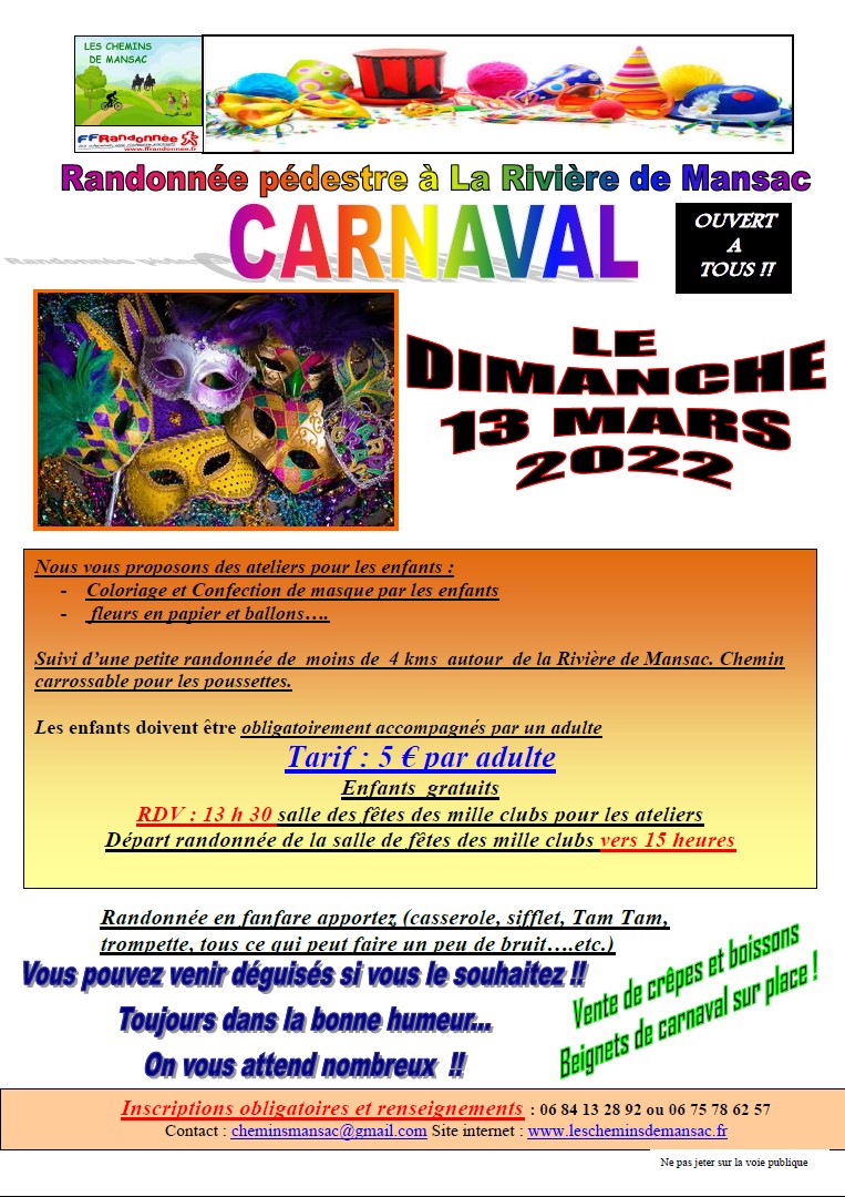 Affiche randonnée carnaval a mansac