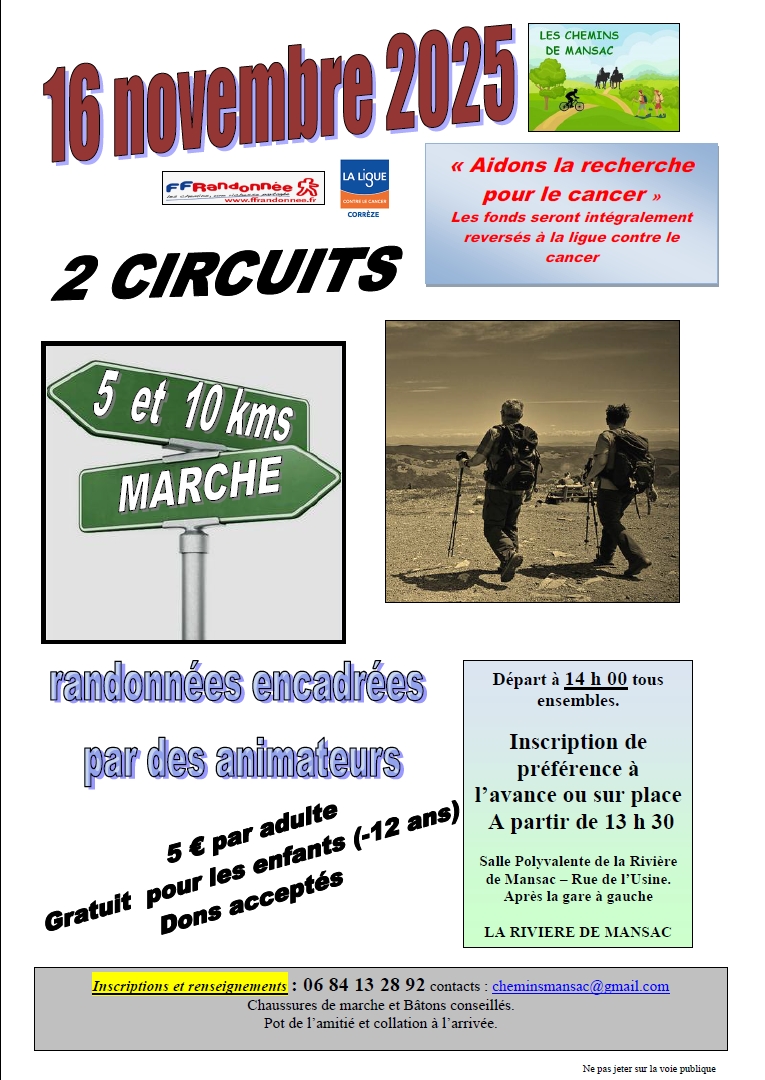 Randonnée au profit de la ligue contre le cancer