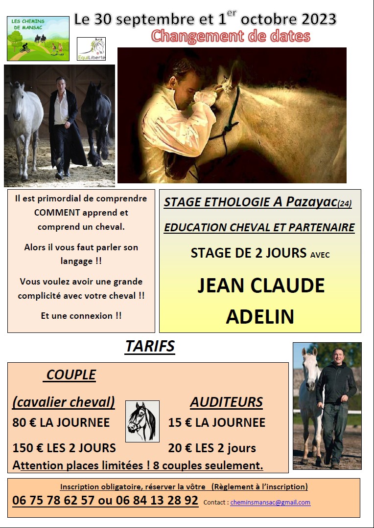 Stage Ethologie ADELIN 30 septembre et 01 Octobre 2023
