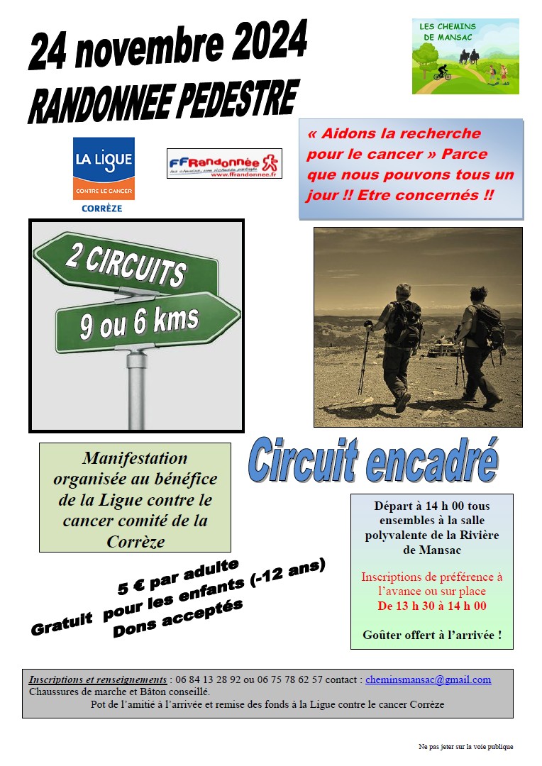 Randonnée Ligue Contre le Cancer 24/11/2024